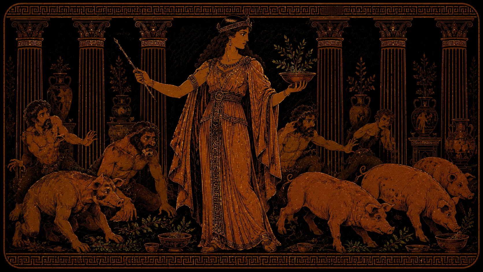 Circe the enchantress, who turned Odysseus's crew into pigs